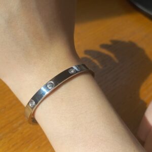 Taşlı Kalın Cartier Kelepçe | Çelik